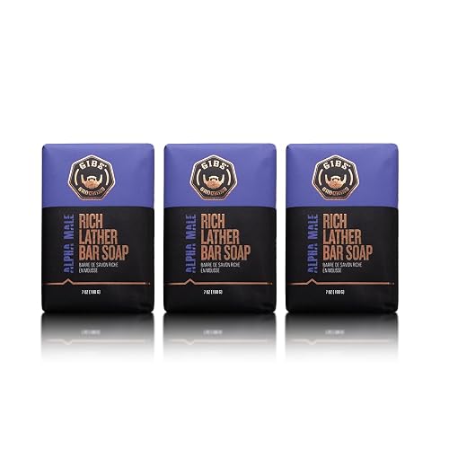 GIBS Alpha Male, Rich Lather, Long-Lasting, Vanilla, 7oz Bar Soap (3PACK) Beauty & Personal Care GIBS