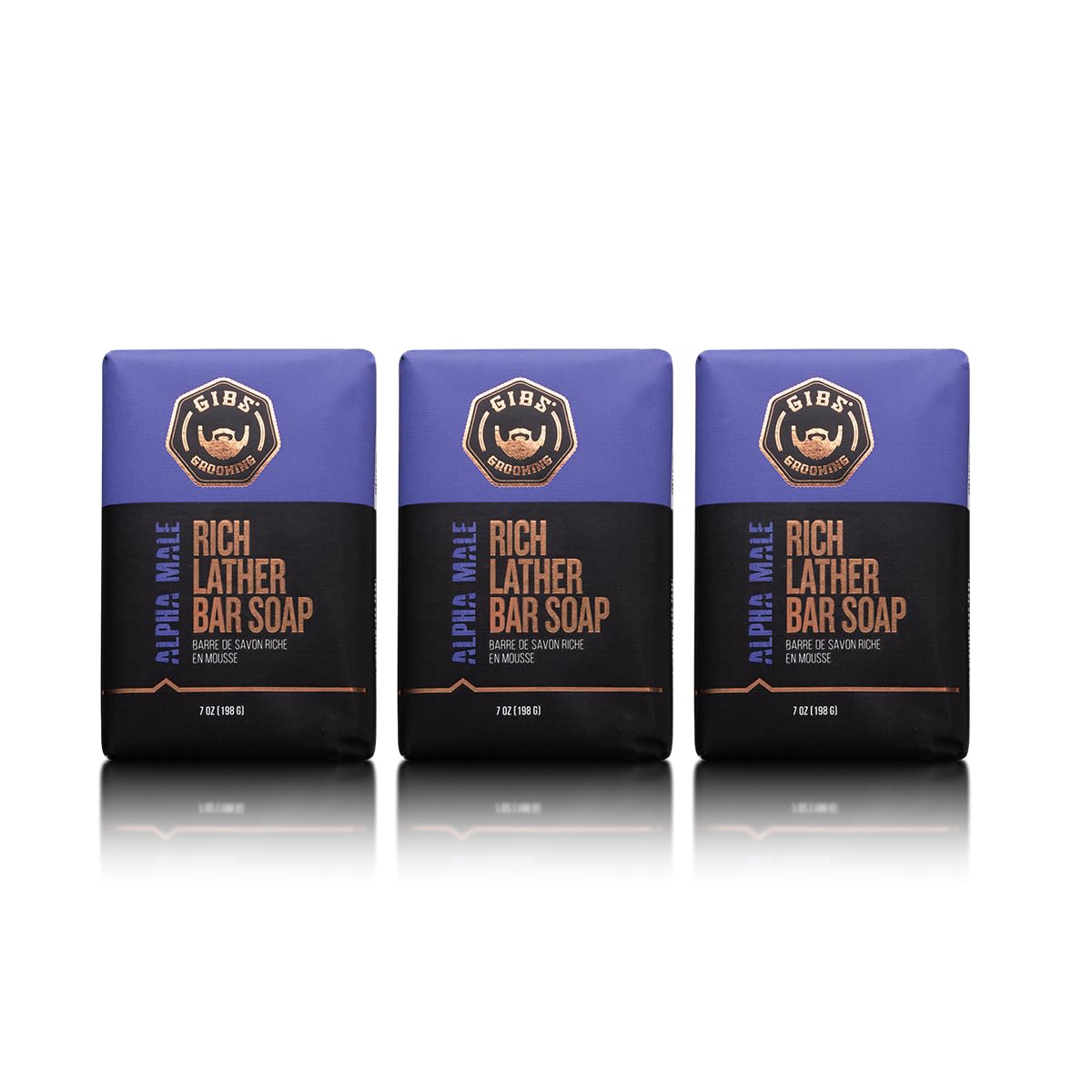 GIBS Alpha Male, Rich Lather, Long-Lasting, Vanilla, 7oz Bar Soap (3PACK) Beauty & Personal Care GIBS