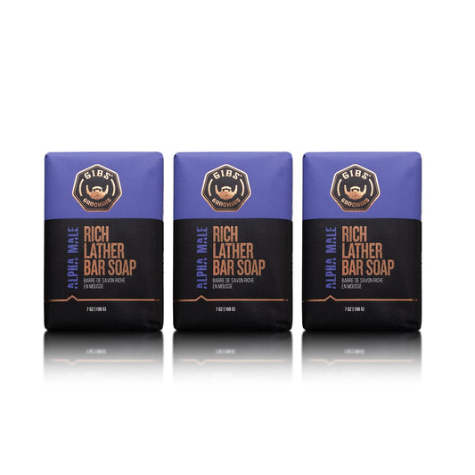 GIBS Alpha Male, Rich Lather, Long-Lasting, Vanilla, 7oz Bar Soap (3PACK) Beauty & Personal Care GIBS