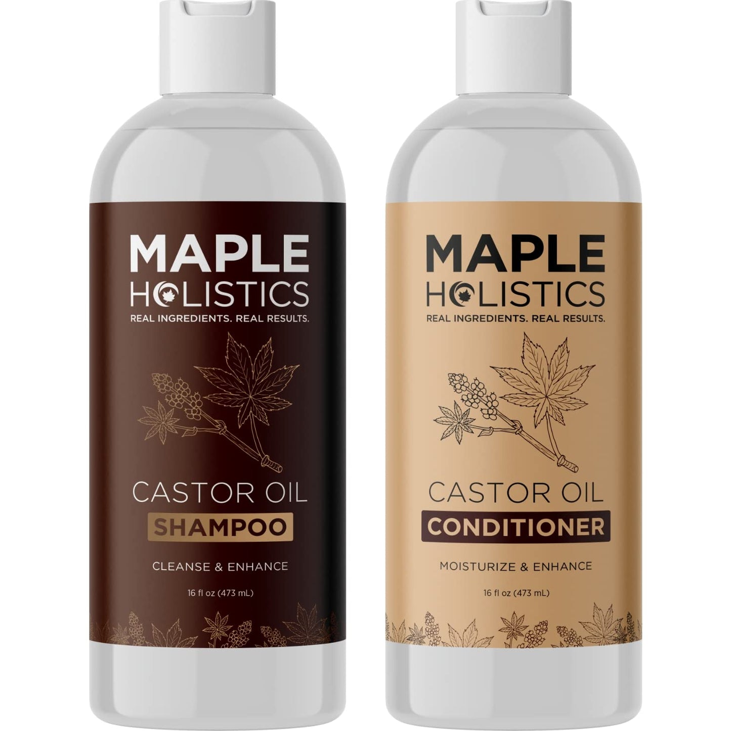 Castor Oil Shampoo and Conditioner Set - Jamaican Black Castor Oil Shampoo and Biotin Collagen Conditioner - Sulfate Free Shampoo and Conditioner Beauty & Personal Care Maple Holistics