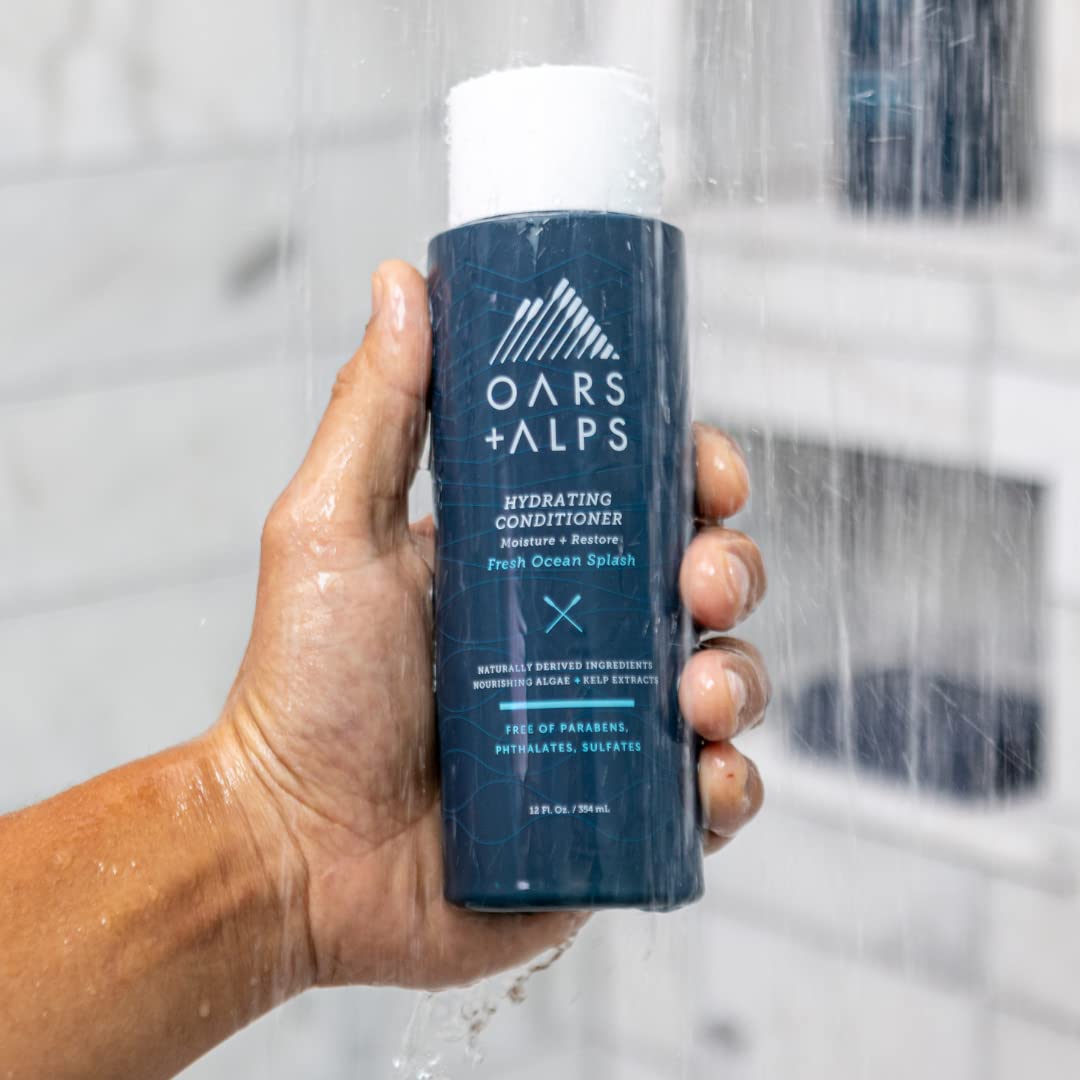 Oars + Alps Men's Sulfate Free Hair Shampoo, Conditioner, and Body Wash Kit, Moisturizing Skin Care Infused with Kelp and Algae Extracts, Fresh Ocean Beauty & Personal Care Oars + Alps