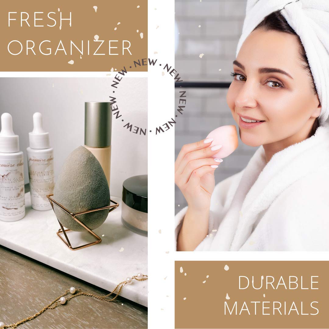 Première Classe Skincare - Beauty Sponge Holder - Rose Gold Foundation Beauty Blender Holder - Makeup Brush Organizer Rack Case - Vanity Storage Beauty & Personal Care Première Classe Skincare