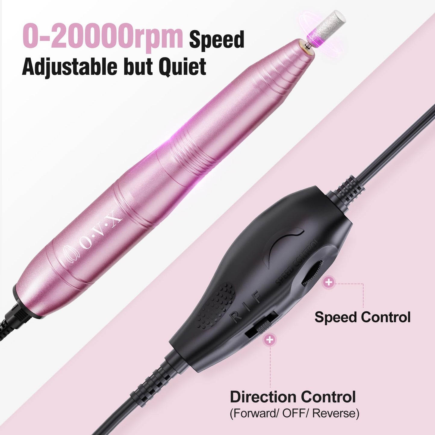 Portable Electric Nail Drill Machine, Professional 20000 RPM USB Manicure Pedicure Drills for Acrylic Nails Gel Polishing Shape Tools Beauty & Personal Care OVX