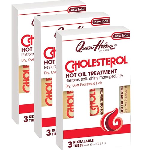 Queen Helene Cholesterol Hot Oil Treatment - Restores Healthy, Resilient Strength for Dry, Brittle Hair - Three 1oz Resealable Tubes - Pack of 3 Beauty & Personal Care Queen Helene