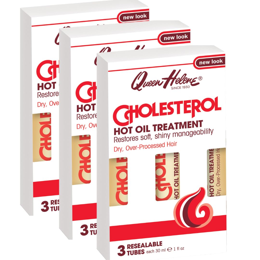 Queen Helene Cholesterol Hot Oil Treatment - Restores Healthy, Resilient Strength for Dry, Brittle Hair - Three 1oz Resealable Tubes - Pack of 3 Beauty & Personal Care Queen Helene