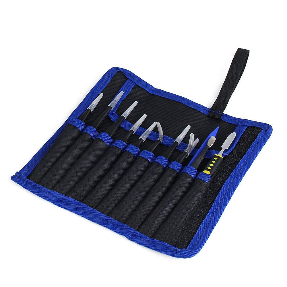 JIAN YA NA ESD Tweezers Tools Kit 10PCS Anti-static ESD Precision Anatomically Shaped Stainless Steel Tweezers with Storage Bag for Electronics Lab Beauty and Personal Care JIAN YA NA
