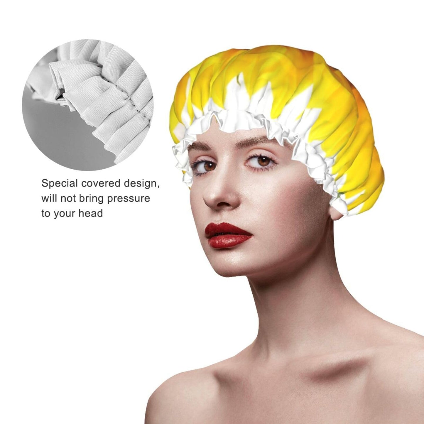 Sunflower Isolated Shower Cap for Women Men Large Reusable Shower Bonnet Double-Layer Waterproof Bath Caps Elastic Band Hair Hat for All Hairstyles Beauty and Personal Care BWLHJKE