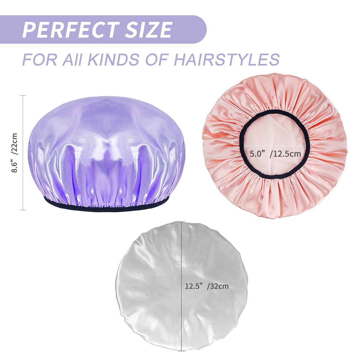 Aquior Shower Cap,Shower Caps for Women Long Hair,Silky Satin Hair Bonnet Reusable Bathing Cap,Extra Large for All Hair Length,4 Colors Beauty & Personal Care Aquior