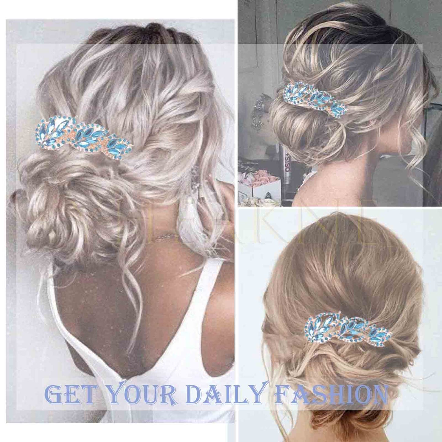 Yheakne Crystal Wedding Hair Clip Barrette Bridal Rhinestone Hair Clip Comb Wedding Headpieces Bride Hair Barrette Headwear Wedding Hair Accessories Beauty & Personal Care Yheakne