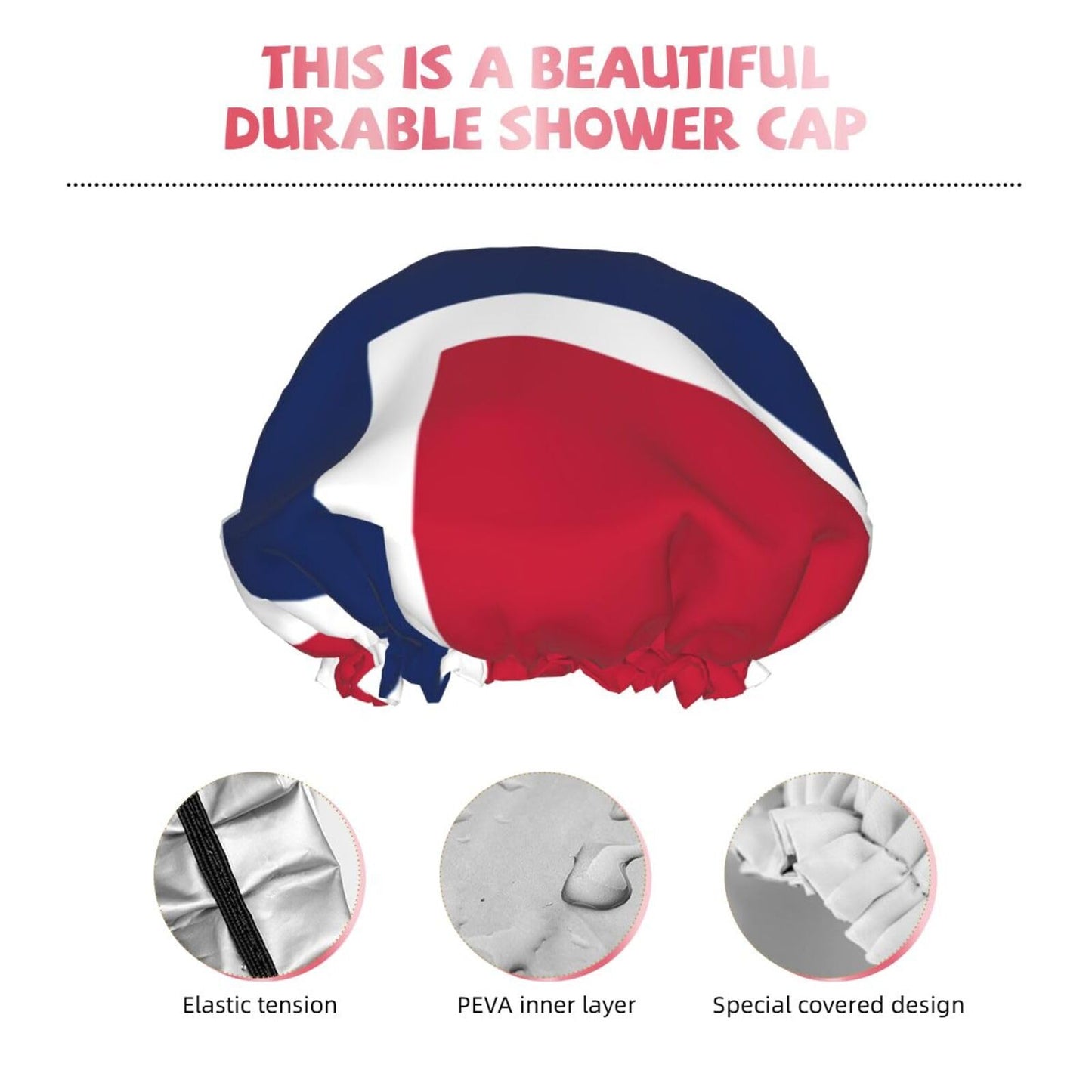 Norway Flag Prints Shower Cap Double Layer Lined Waterproof Bathing Shower Hat Beauty and Personal Care Hayyett