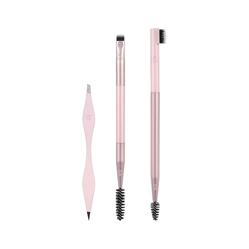 Real Techniques Brow Shaping Set, Spoolie, Tweezers & Brow Brushes, Dual-Ended Tools, For Styling, & Shaping Eyebrows, Get Full, Fluffy Brows Beauty & Personal Care Real Techniques