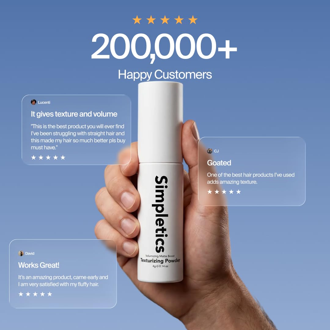 Simpletics Texturizing Powder 4g - All Natural, 4 Ingredient Nourishing Formula with Rice Starch - Chemical Free - Gives Volumized, Texturized, Matte Beauty & Personal Care Simpletics