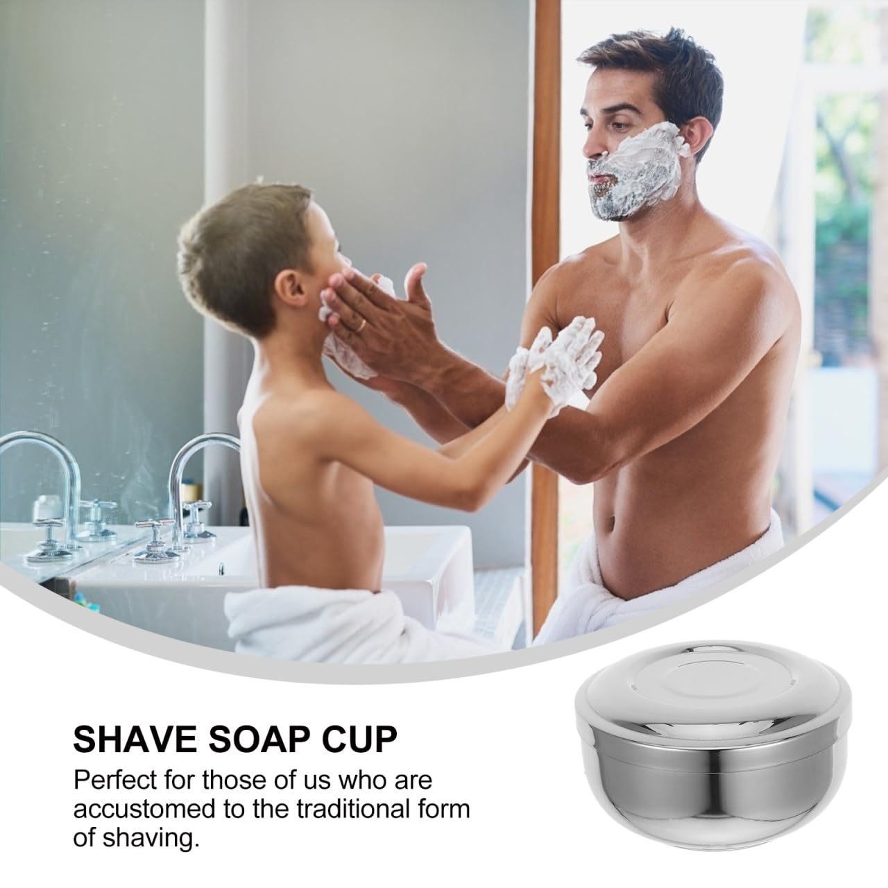 OUNONA Shaving Bowl with Lid Shaving Scuttle Mug for Men Shave Soap Bowl for Creating Lather 4.33 X 4.33 X 2.16 in Travel Grooming Accessory for Home Beauty and Personal Care OUNONA