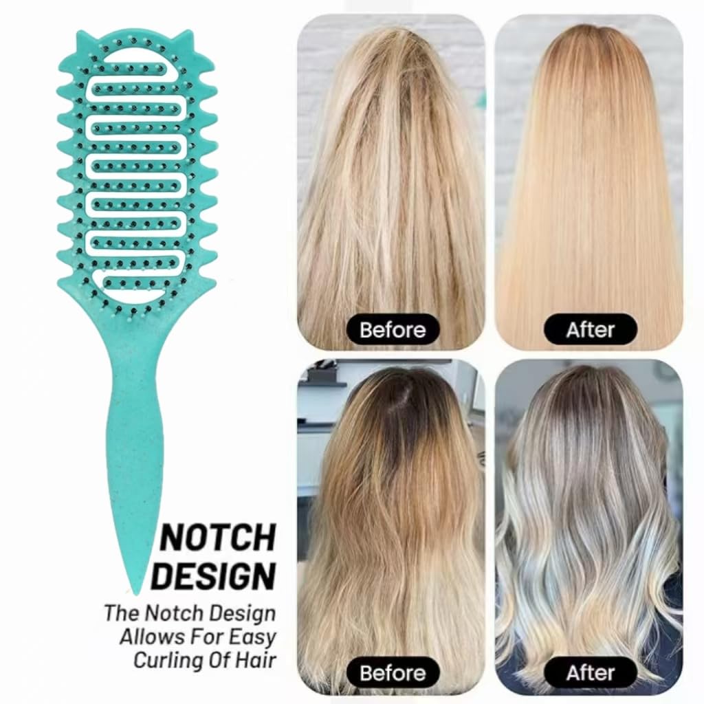 New Curl and Styling Brush for Defining Curly Hair - 2025 Vented Detangling for Wet for Combing Men's and Women's Curls, Reduces Pulling and