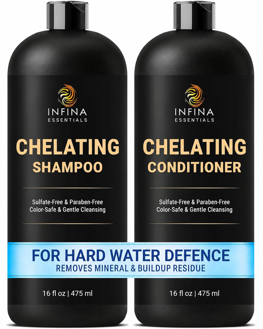 INFINA ESSENTIALS Chelating Clarifying Shampoo and Conditioner for Hard Water & Chlorine Removal | 16 fl oz | Sulfate Free Metal Detox Shampoo Beauty & Personal Care INFINA ESSENTIALS