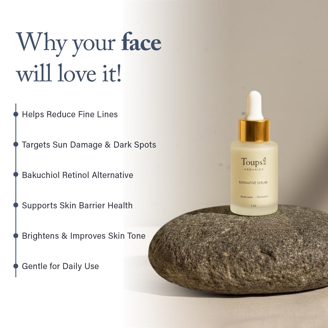 Toups & Co Reparative Serum | Bakuchiol Retinol Alternative Facial Serum | Targets Hyperpigmentation, Sun Damage & Fine Lines | With Amino Acids Beauty & Personal Care Toups and Co