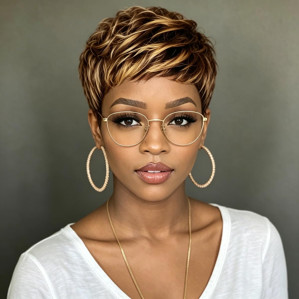 Naseily Short Black Pixie Cuts Hair Wigs for African American Women, Synthetic Fiber Wig with Capless Cap, Average Size (naseily9622)