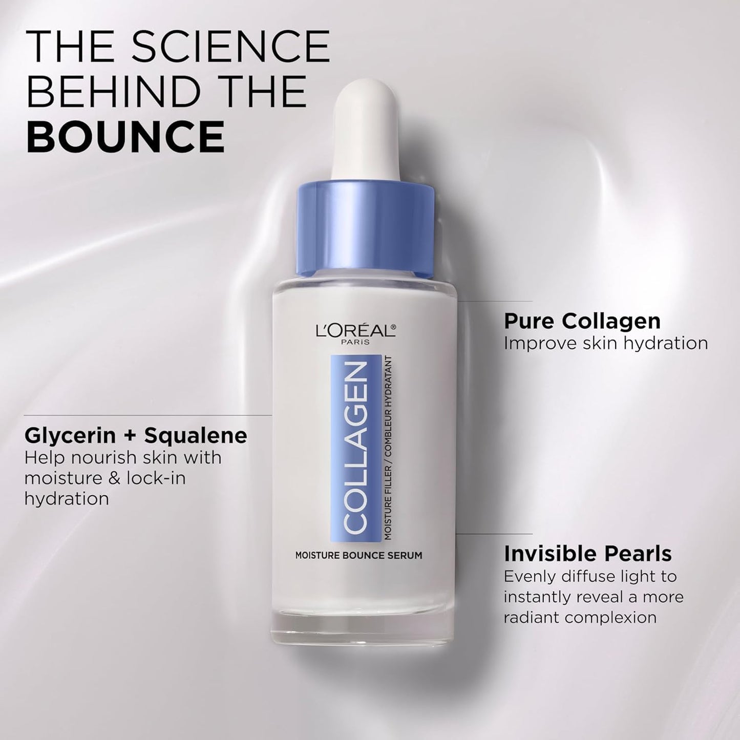 L'Oreal Paris Collagen Moisture Filler Moisture Bounce Face Serum, Glow Serum with Collagen, Glycerin, and Squalane for Bouncy, Radiant, Hydrated Beauty & Personal Care L'Oreal Paris