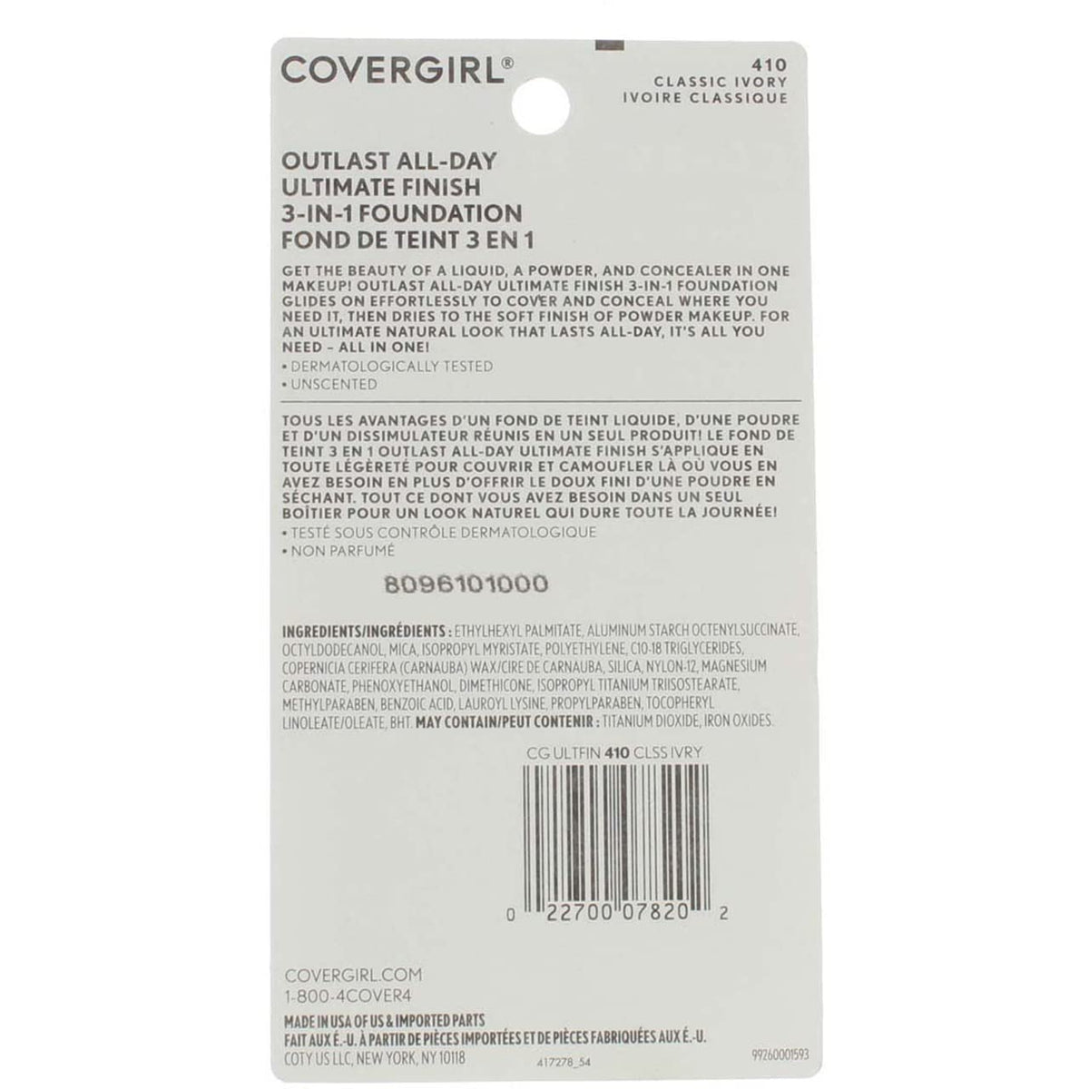 CoverGirl Ultimate Finish Liquid Powder Make Up, Classic Ivory [410] 0.40 oz (Pack of 12)