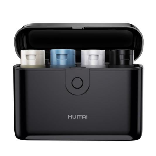 HUITAI Travel Bottles with Case, 4x2oz TSA Approved, Leak-Proof, Press to Unlock, Compact & Portable Travel Toiletries (Black) Beauty and Personal Care HUITAI Default Title