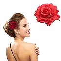 Rose Hair Clips, Floral Brooch Hair Accessories with Rose Flowers for Women, Wedding and Party Headpieces (Red) Beauty & Personal Care RUITASA