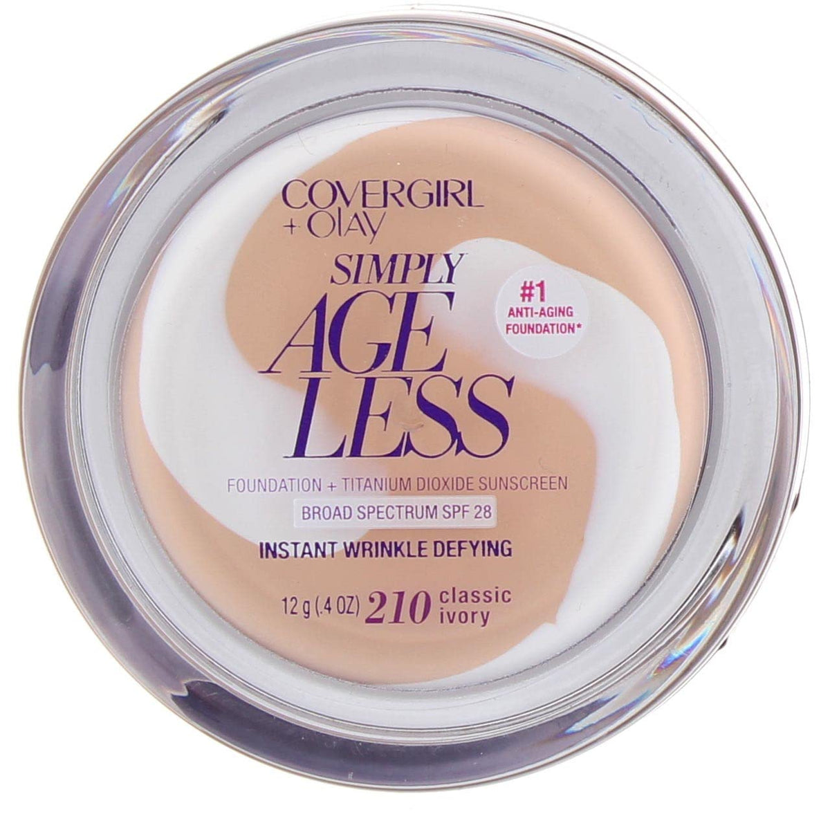 CoverGirl & Olay Simply Ageless Foundation, Classic Ivory [210] 0.40 oz (Pack of 2)
