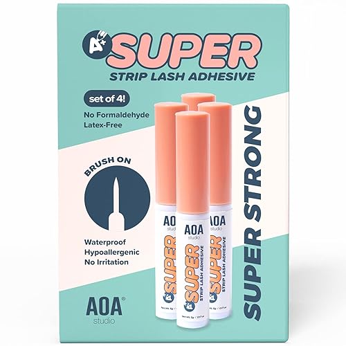 AOA Studio Eyelash Lash Glue Enhancers 4pcs Strip Lash Adhesive Strong Hold Water Proof Formula No Irritation Latex Free Long Lasing Quick Dry Eyelash Beauty & Personal Care AOA STUDIO