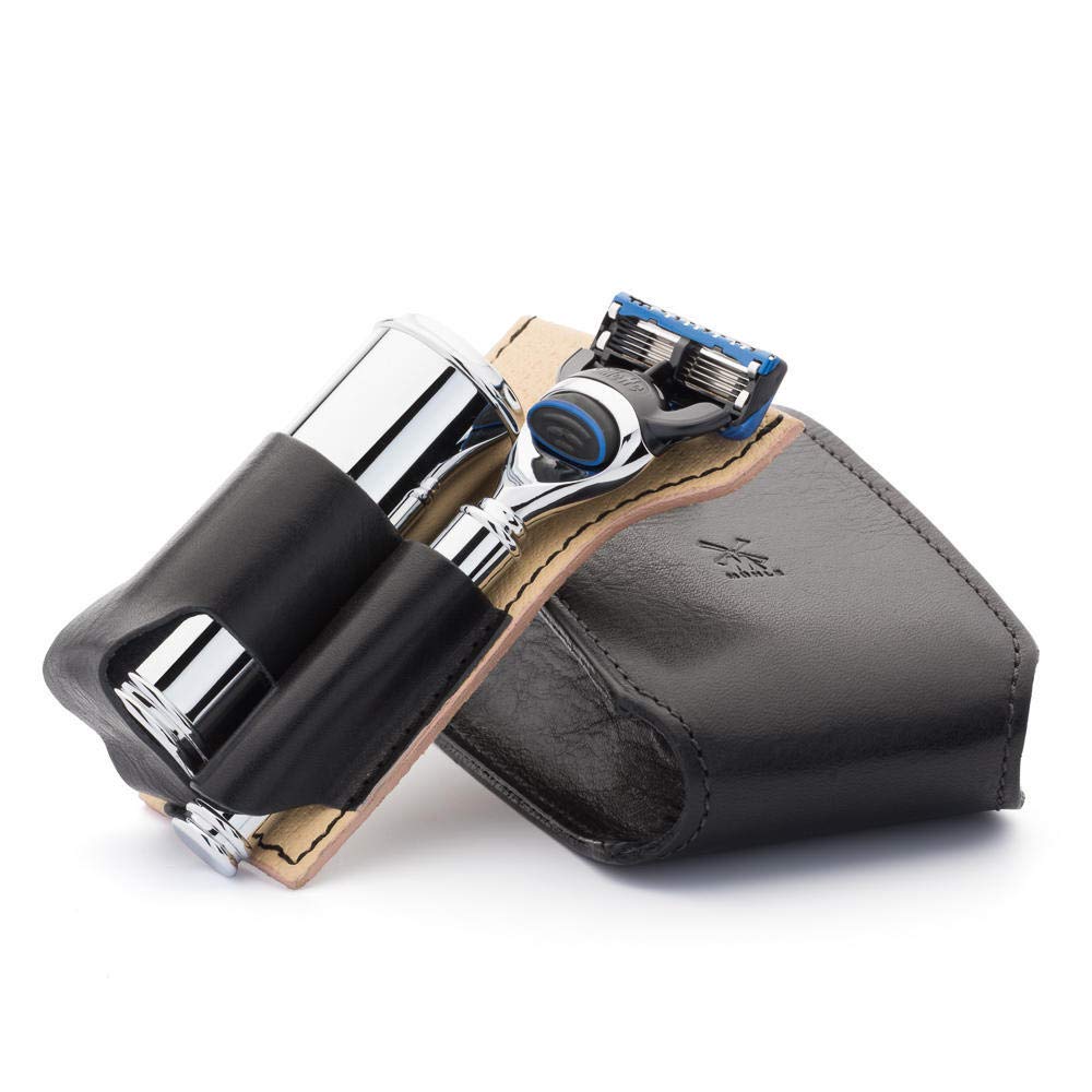 MÜHLE Travel Florentine Leather Silvertip Fibre 5-Blade Razor Luxury Shaving Kit Beauty and Personal Care MÜHLE