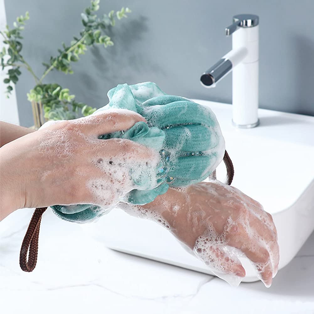 Long Bath Loofah Shower Sponge Mesh Pouf Stretchable Shower Ball Bath Body Back Brush Exfoliating Body Scrubber Mesh Pouf for Men and Women Pack of 3 Beauty and Personal Care N\A
