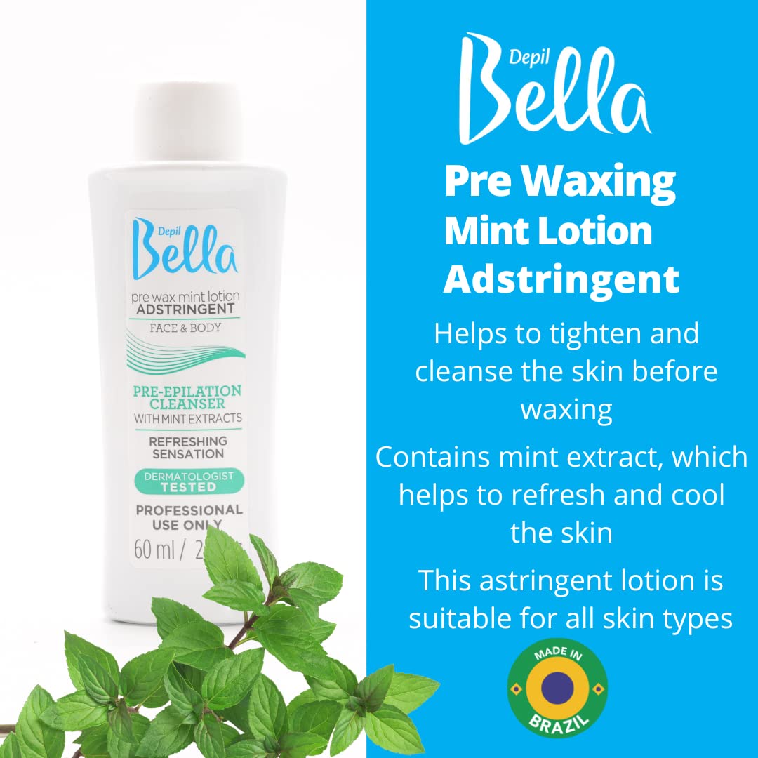 Depil Bella Waxing Bundle: Pre-Wax Astringent Lotion with Mint & Post-Wax Oil with Cotton Seed, 60 ml Each Beauty and Personal Care DEPIL BELLA
