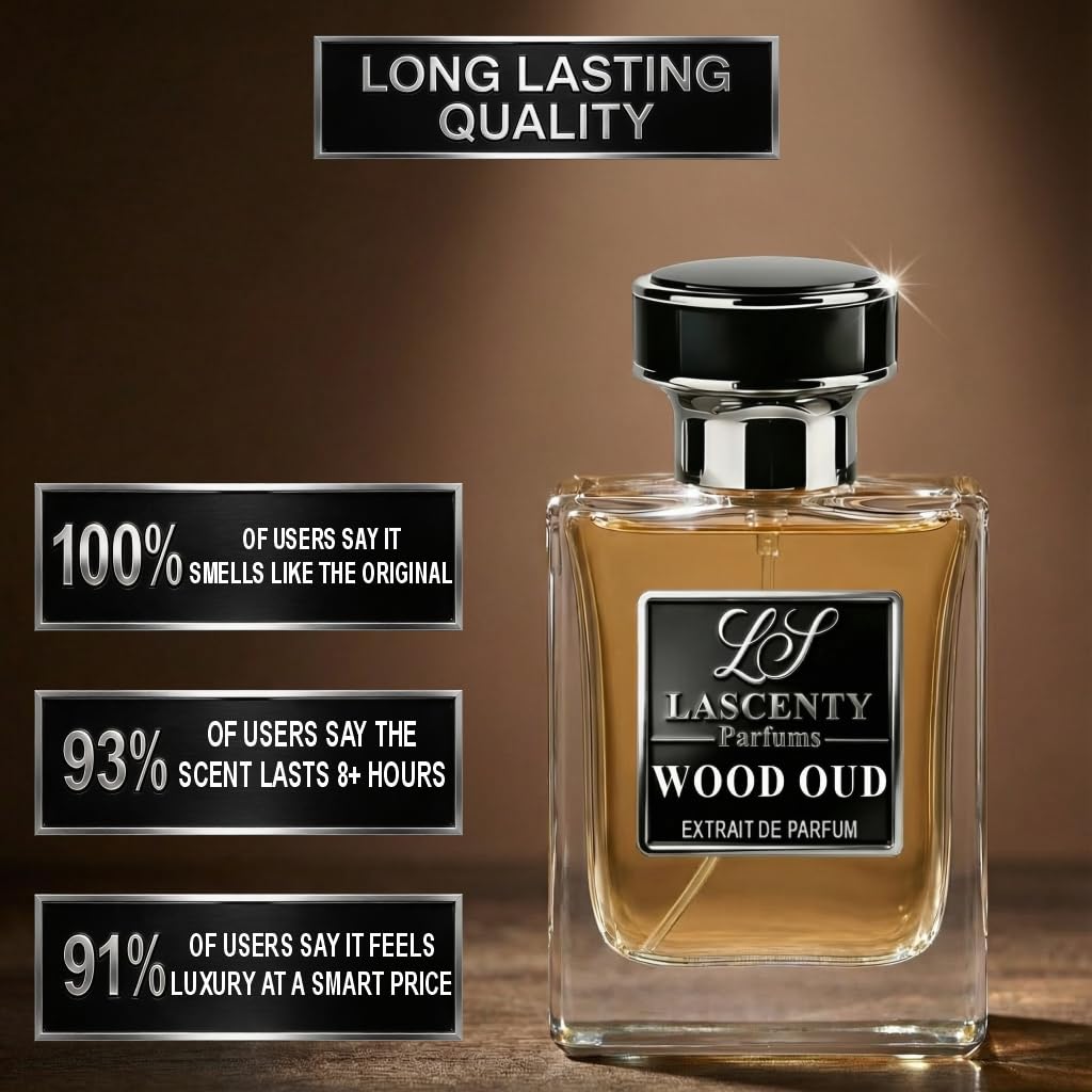 LaScenty WOOD OUD Inspired by Oud Wood cologne for Men & perfume for Women (50ml) | Extrait de Parfum | Long-Lasting Cologne | Oud Amber Woody Scent | Beauty & Personal Care LaScenty