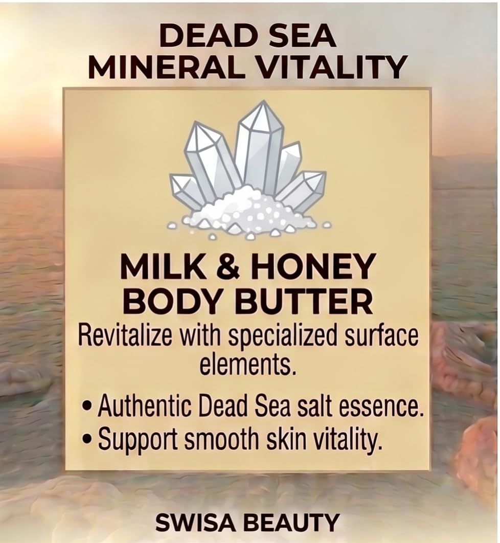 Swisa Beauty Dead Sea Body Butter, Milk and Honey - Thick & Creamy Daily Moisturizer with Shea Butter, Aloe & Squalane, 8 oz Beauty & Personal Care Swisa Beauty