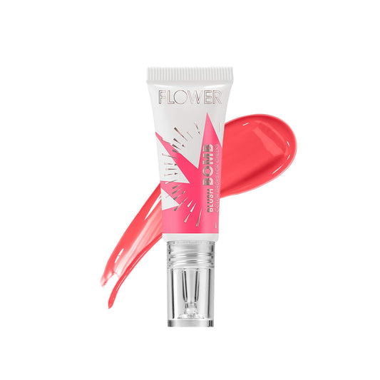 FLOWER Beauty By Drew Barrymore Liquid Blush Makeup Bomb Color Drops -Silky Lightweight Formula + Gel Cream Blush for Cheeks - Radiant + Glossy Finish