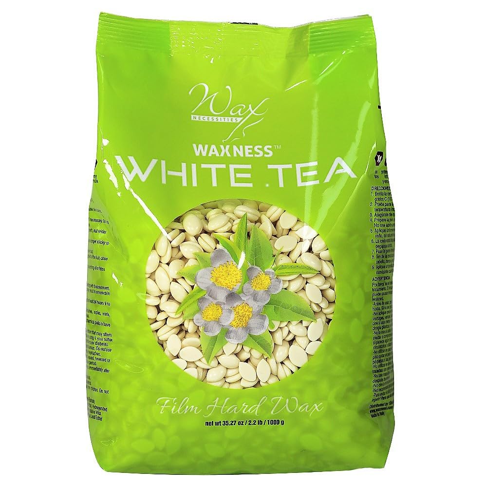 Waxness Film Hard Wax Beads White Tea Cream 2.2 lb (1 kg) Pack of 2 - Stripless Professional Hard Wax for Face & Body, Smooth Application, Suitable Beauty and Personal Care Waxness