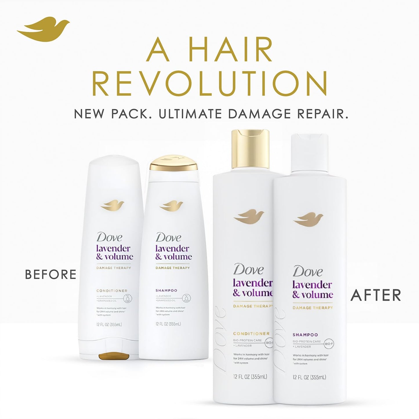 Dove Shampoo & Conditioner, Lavender & Volume Damage Therapy - Volumizing Hair Products for Women with Fine, Flat Hair, 12 Oz Ea Beauty & Personal Care Dove