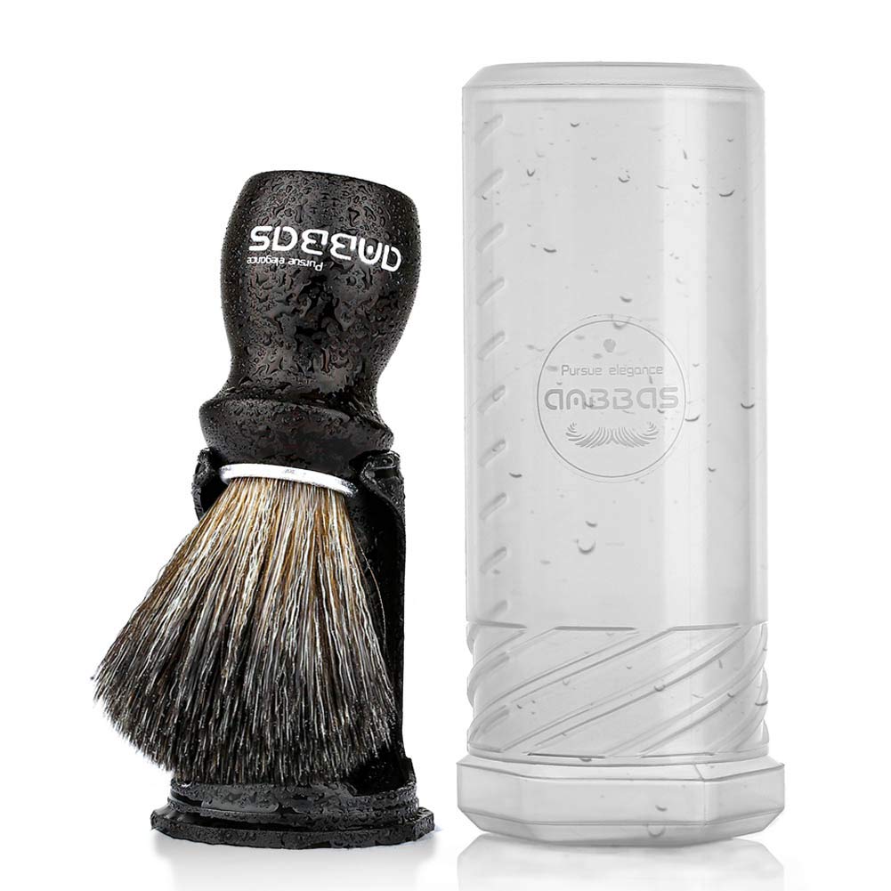 Anbbas Shaving Brush and Holder with Travel Case, Synthetic Badger Hair Ebony Handle Brush 3in1 Kit for Men Beauty and Personal Care Anbbas