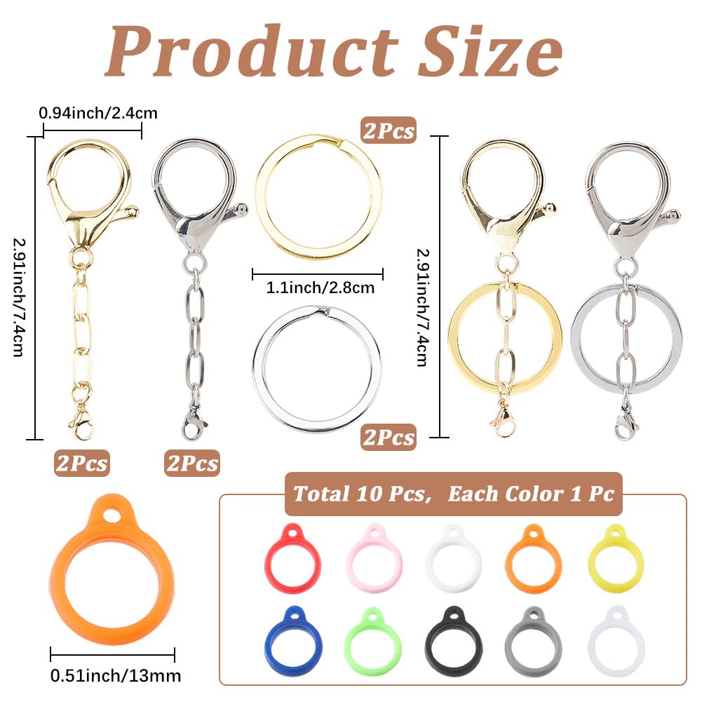 CRASPIRE 14Pcs Lip Balm Holder Key Chains Silicone Rubber Rings Holder Keychain Cap Gold Silver Alloy Lips Gloss Lobster Clasp Portable Elastic Beauty and Personal Care CRASPIRE