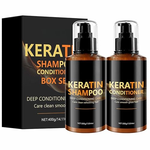 Keratin Shampoo and Conditioner Set,Deep Cleansing Repairs Keratin Hair Mask Deep Conditioner, Anti Frizz, Thinning Hair Formula,Collagen Enriched Beauty & Personal Care MeiPlumLai