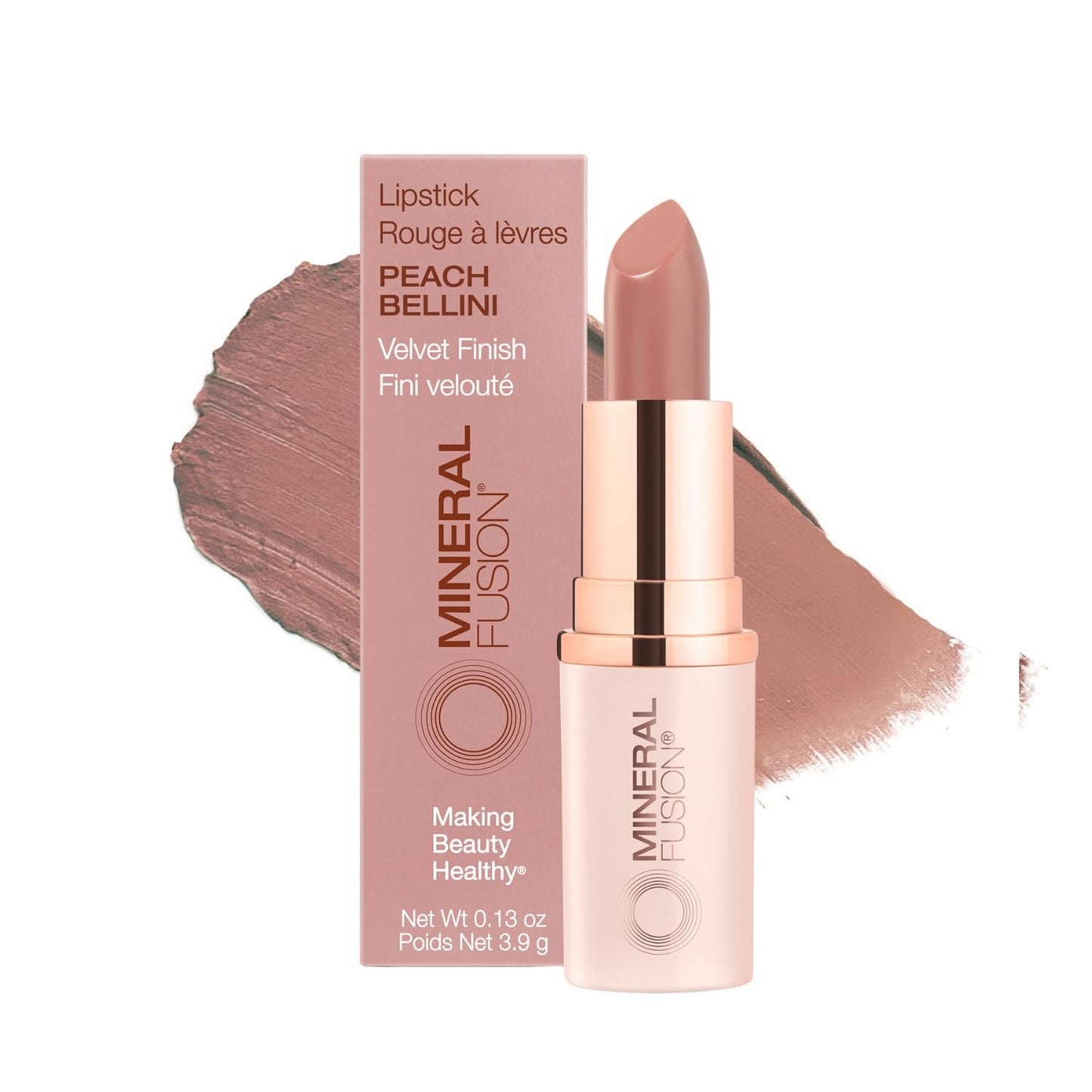 Mineral Fusion Long-Lasting Lipstick, Vivid & Smudge-Free Lip Color with Avocado Oil, Cocoa Seed Butter, Free of FD&C Dyes, Paraben and Gluten, Peach Beauty & Personal Care Mineral Fusion