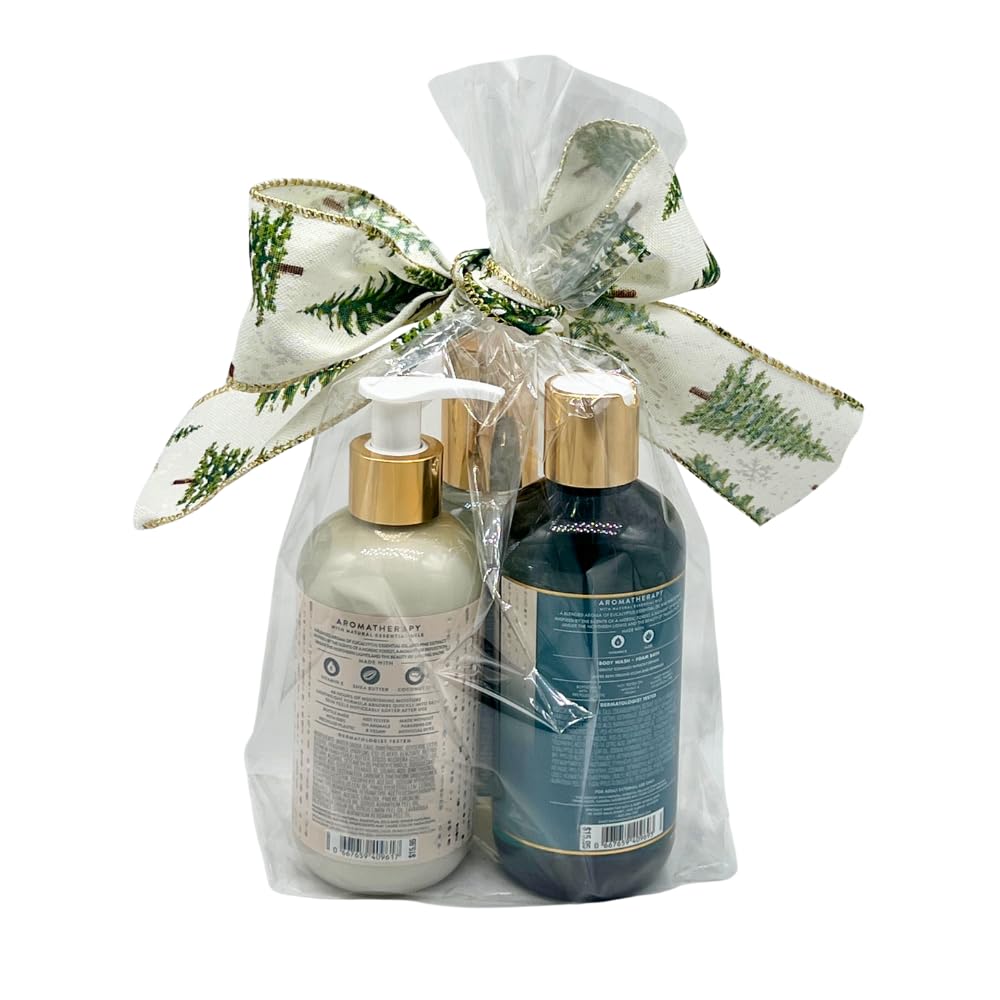 Bath & Body Works EUCALYPTUS PINE Essential Oil Mist, Body Wash & Foam Bath, and Moisturizing Body Lotion 3pc Gift Set with w/ 30-Inch Christmas Pine Beauty and Personal Care Bath & Body Works