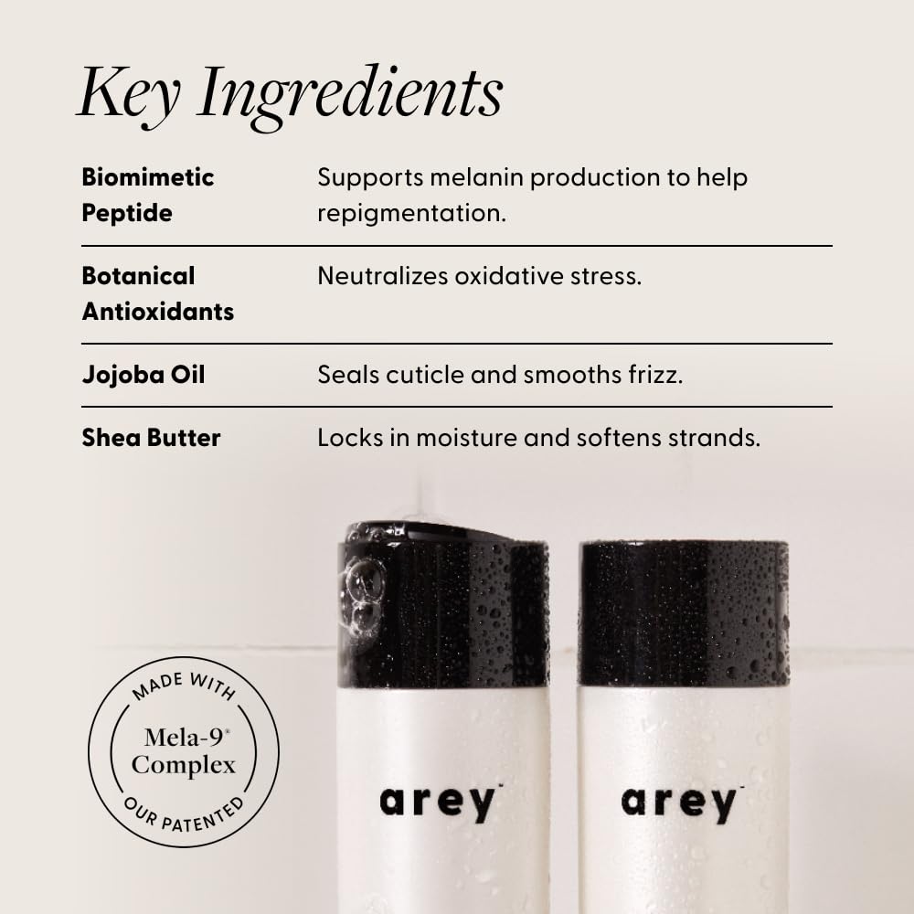 Arey Shower Duo | Daily Wash Shampoo and Smooth Conditioner Set | Delay + Reduce the Signs of Aging Grey Hair | Retain Moisture, Promote Smoothness | Beauty & Personal Care Arey