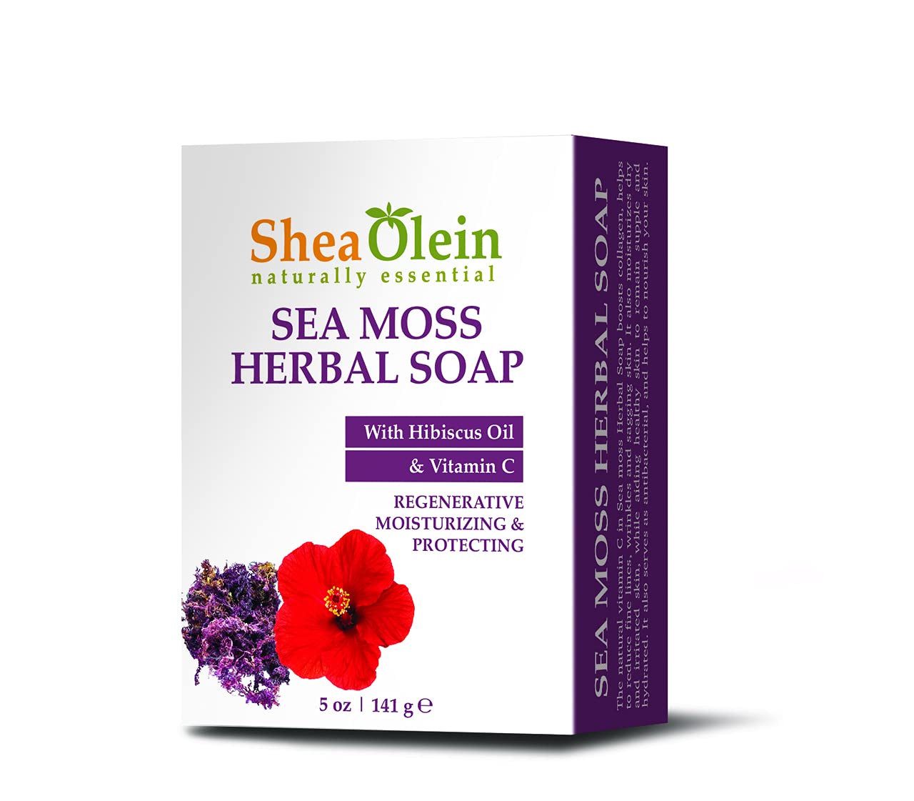 SheaOlein Naturally Essential SEA MOSS HERBAL Soap with HIBISCUS OIL & Vitamin C Beauty & Personal Care SheaOlein Naturally Essential