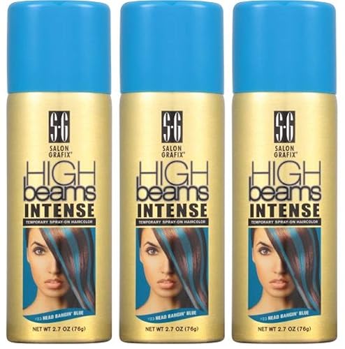 High Beams Intense Temporary Spray-On Hair Color - Headbangin Blue 2.7 oz (3 pack) Beauty & Personal Care High Beams