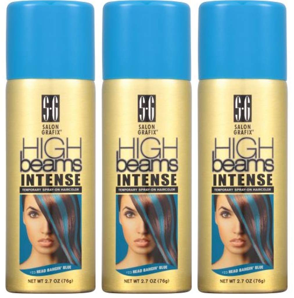 High Beams Intense Temporary Spray-On Hair Color - Headbangin Blue 2.7 oz (3 pack) Beauty & Personal Care High Beams