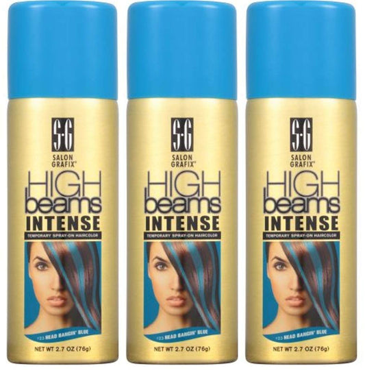 High Beams Intense Temporary Spray-On Hair Color - Headbangin Blue 2.7 oz (3 pack) Beauty & Personal Care High Beams