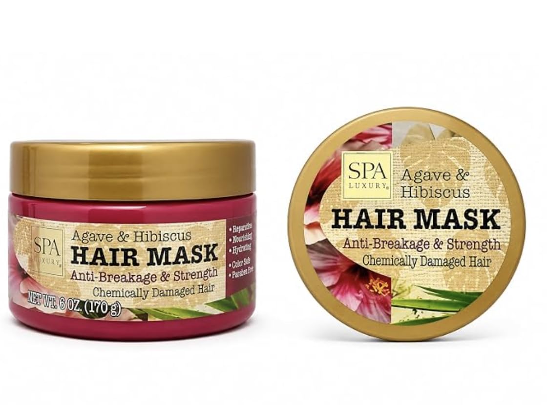 Spa Luxury Hair Mask with Agave & Hibiscus, Anti-Breakage & Strength, Chemically Damaged Hair