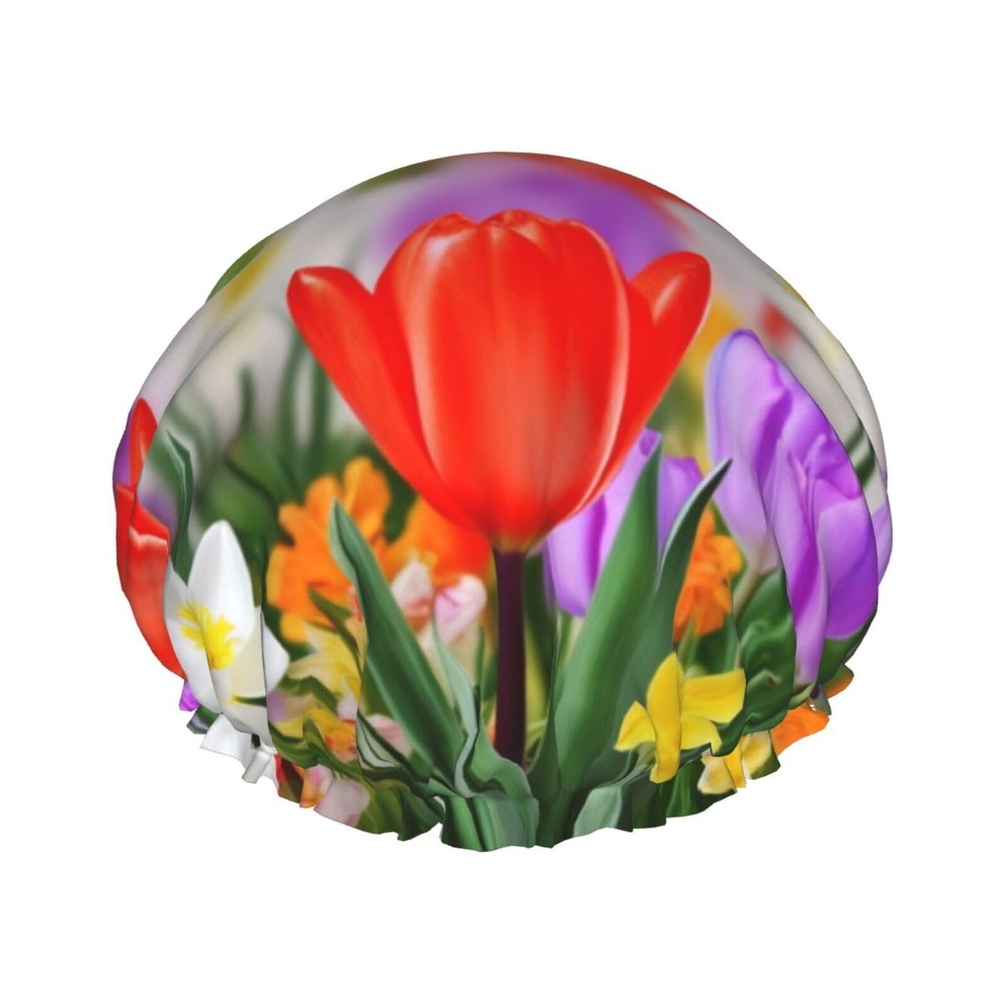 Spring Flowers Shower Cap for Women Men Large Reusable Shower Bonnet Double-Layer Waterproof Bath Caps Elastic Band Hair Hat for All Hairstyles Beauty and Personal Care BWLHJKE