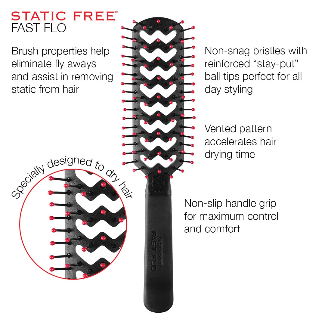 Cricket Static Free Fast Flo Vent Hair Brush - Quick Blow Drying, Easy Styling, and Tangle-Free Detangling for All Hair Types, Long, Short, Thick Beauty & Personal Care Cricket
