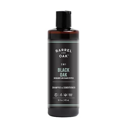 Barrel & Oak 2-in-1 Men's Shampoo and Conditioner, Cleanses Hair & Scalp, Multi-Use Hair Products for Men, Vegan Shampoo and Conditioner, Black Oak Beauty & Personal Care Barrel & Oak