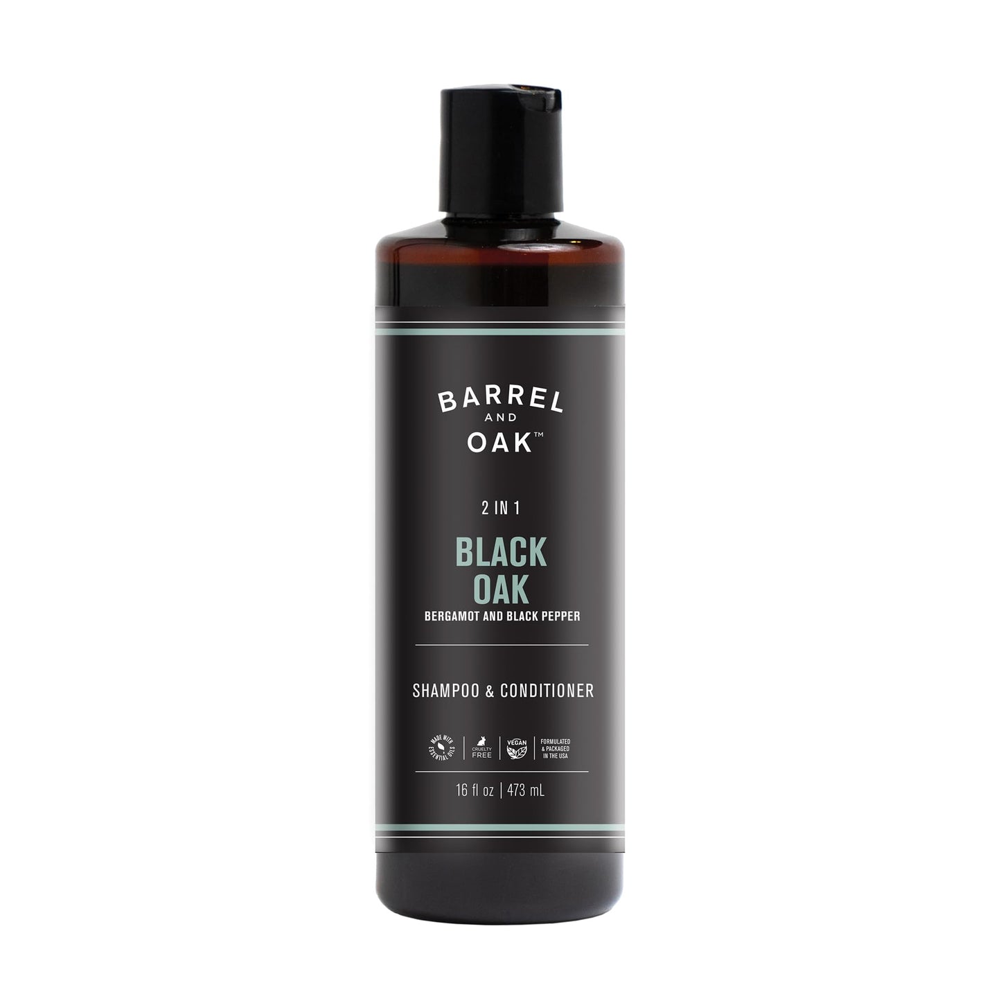 Barrel & Oak 2-in-1 Men's Shampoo and Conditioner, Cleanses Hair & Scalp, Multi-Use Hair Products for Men, Vegan Shampoo and Conditioner, Black Oak Beauty & Personal Care Barrel & Oak